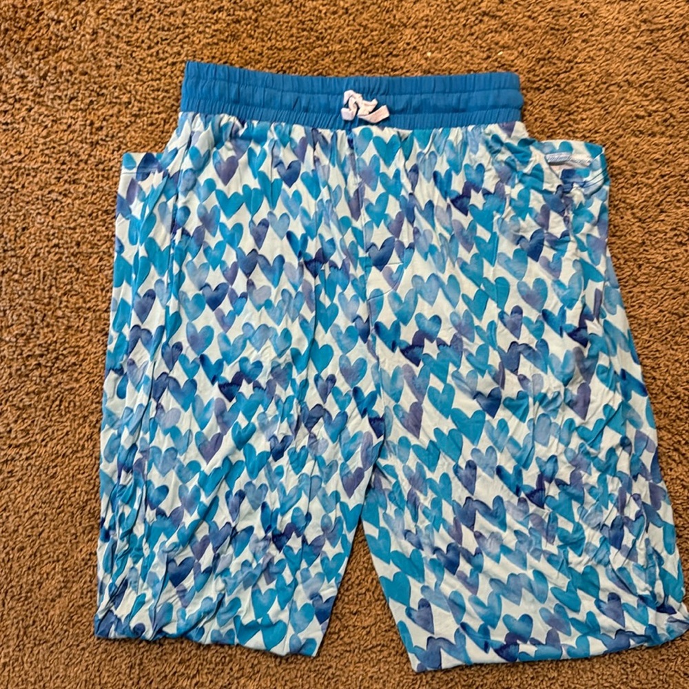Little Sleepies blue watercolor hearts pajama pants